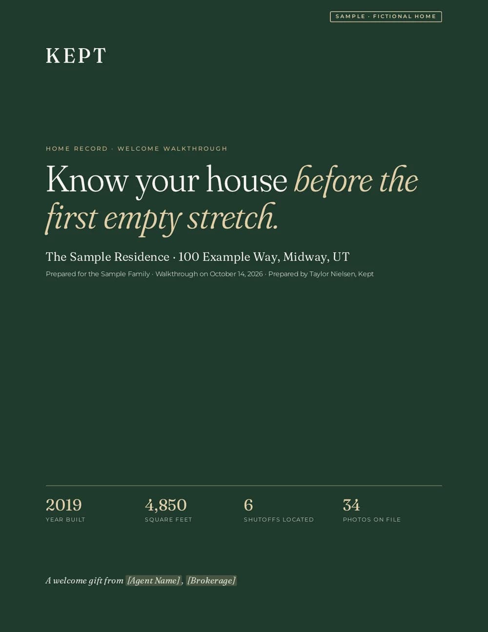 Cover of a sample Home Record: Know your house before the first empty stretch.